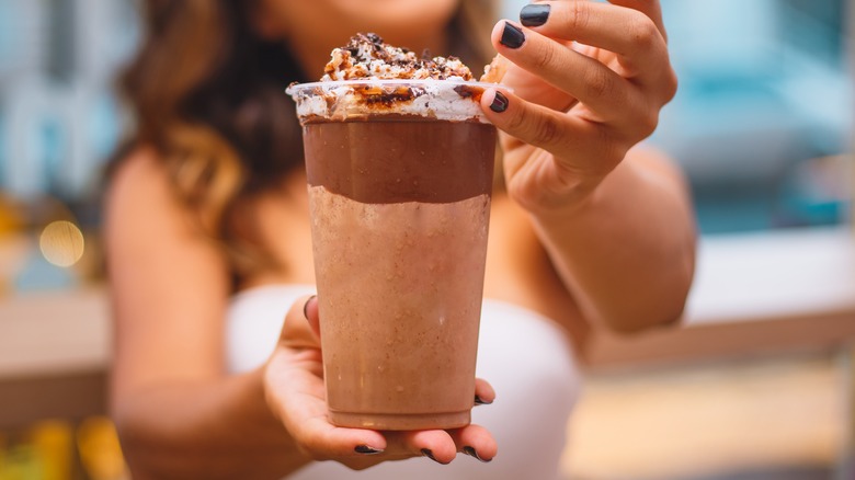 chocolate milkshake with whipped topping